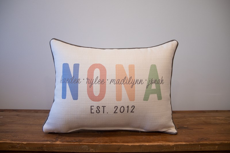 Grandparent Overlap Name Warm Tones Pillow TXT0886