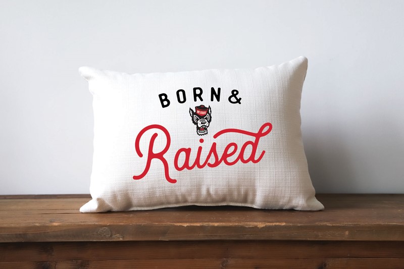 NC State Born & Raised Pillow NCSU0014