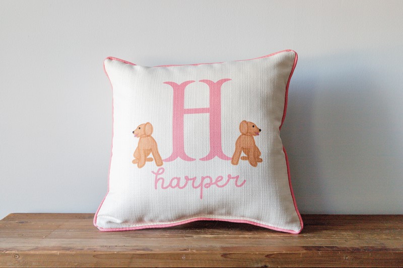Yellow Lab Girl Initial Pillow CHI0175