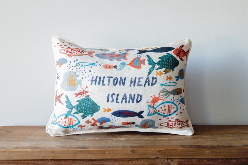 Swishy Fish Beach Name Pillow STE0754