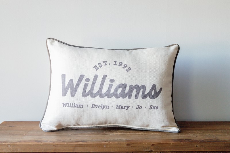 Sunny Family Name Neutral Pillow TXT0970