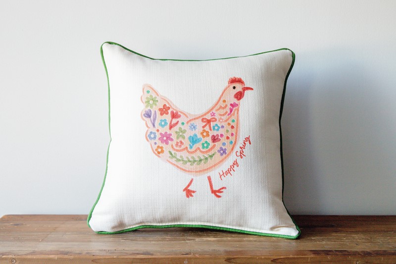 Happy Spring Chicken Pillow TXT0944