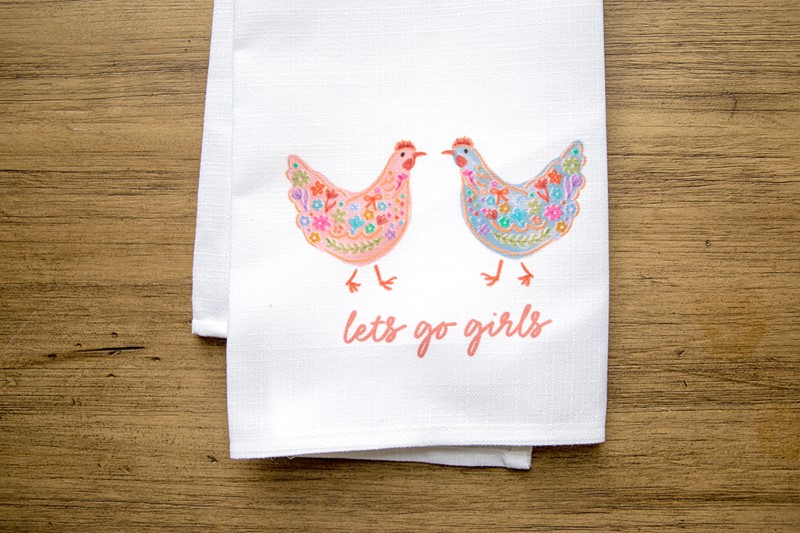 Lets Go Girls Chickens Tea Towel TXT0954TT