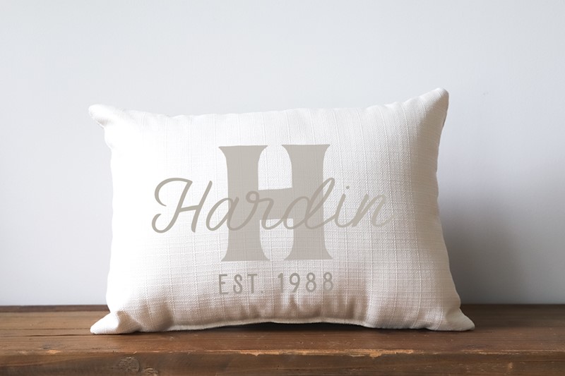 Neutral Last Name Initial Est. Pillow TXT0961