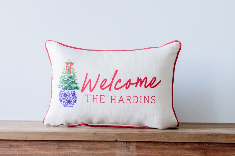 Chinoiserie Family Name Christmas Pillow CHR0252