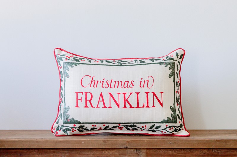 Christmas in Hometown Holly Border Pillow CHR0254