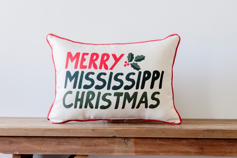 Merry State Christmas Holly Berries Pillow CHR0269