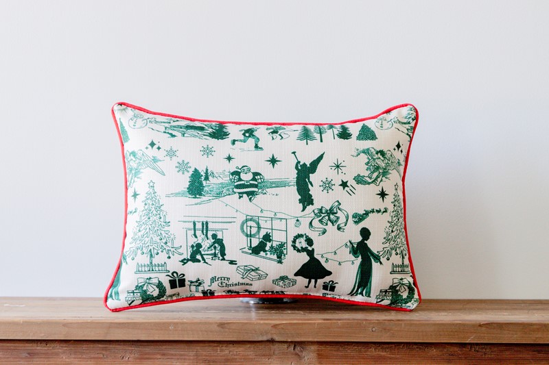 Green Christmas Toile Pattern Pillow CHR0277