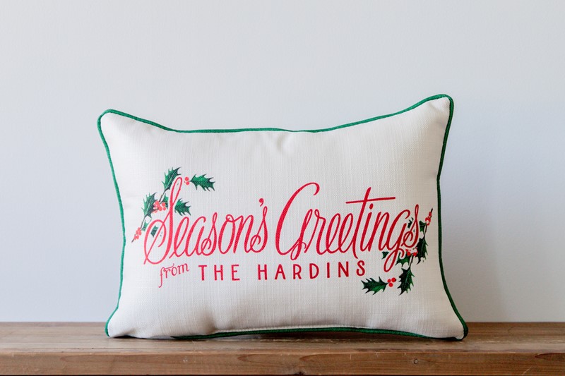 Seasons Greetings from Family Pillow CHR0281