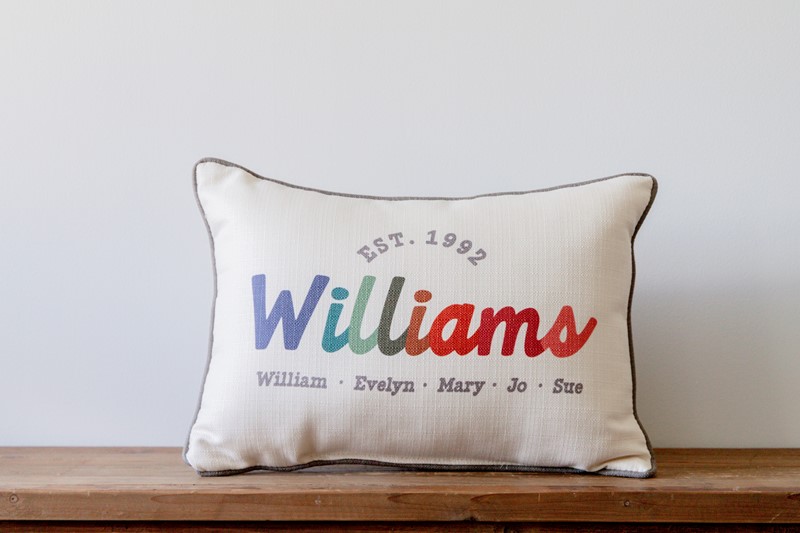 Sunny Nature Tones Family Names Pillow TXT1006