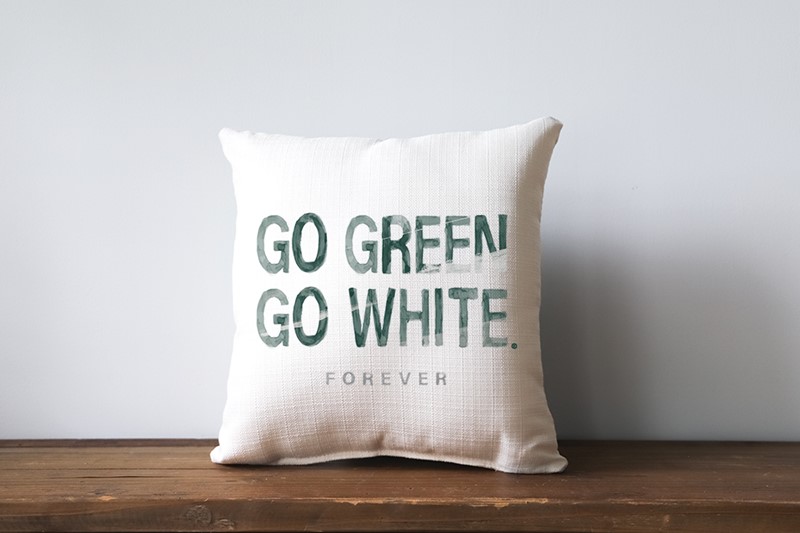 Michigan State Watercolor Motto Forever Pillow MIST0018