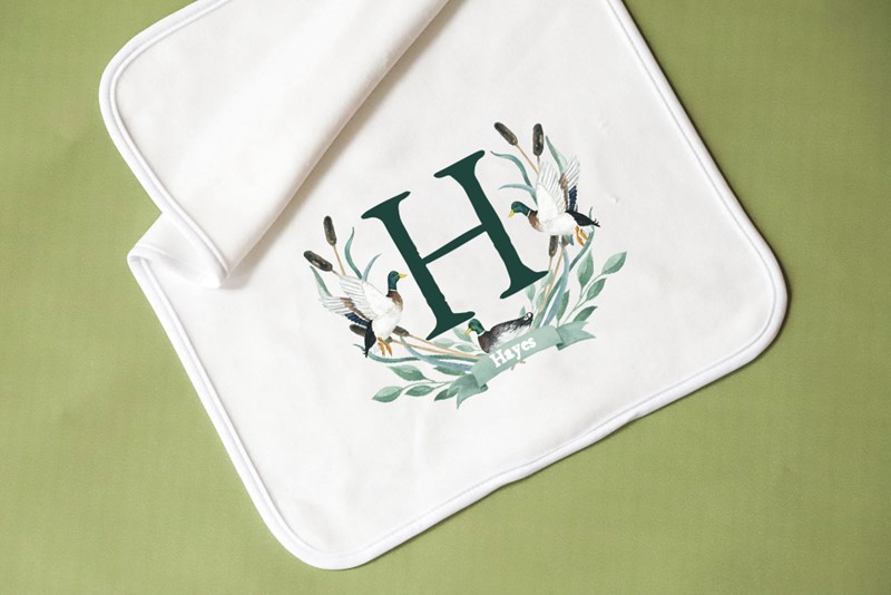 Mallard Initial Crest Burp Cloth CHI0061BC