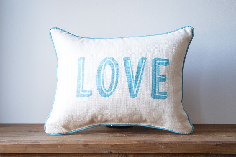 Baby Blue Love Block Pillow CHI0063