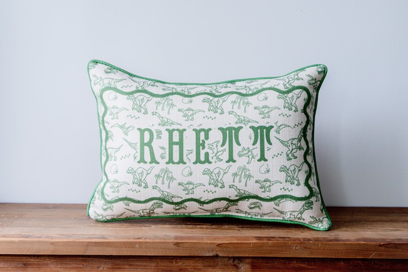 Dino Toile Name Pillow CHI0072