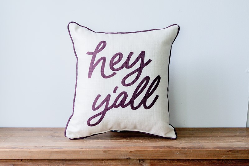 Accent Hey Y'all Script Pillow TXT1114