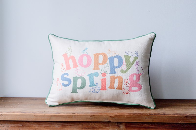 Hoppy Spring Bunnies Pillow TXT1089