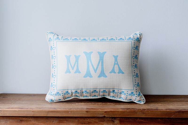 Blue Hydrangea Initials Pillow TXT1066