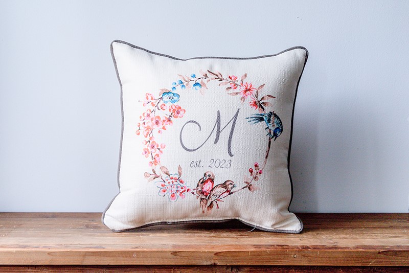 Shangrila Initial Wreath Pillow TXT1079