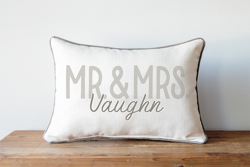 Neutral Mr. And Mrs. Last Name Pillow TXT1096