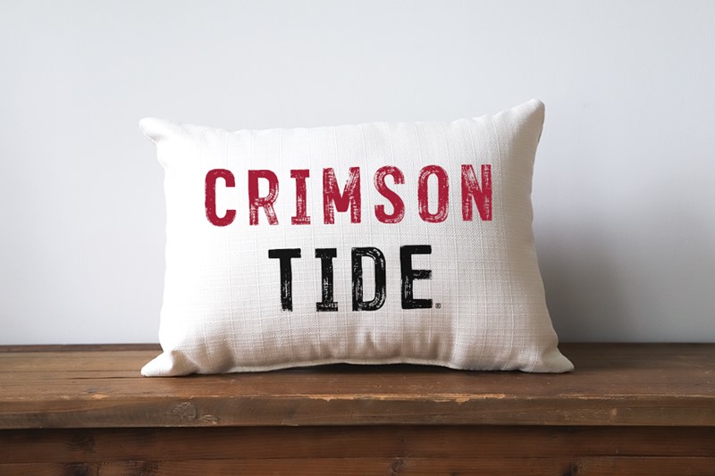 Distressed Crimson Tide Pillow AL0002