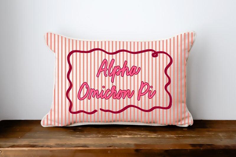 Swirly Sorority Name Alpha Omicron Pi Pillow SOR0042-AOPI