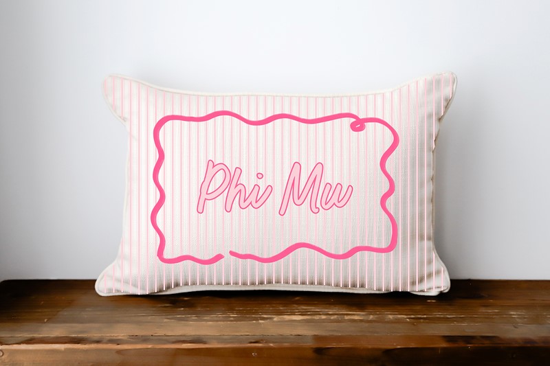 Swirly Sorority Name Phi Mu Pillow SOR0042-PM
