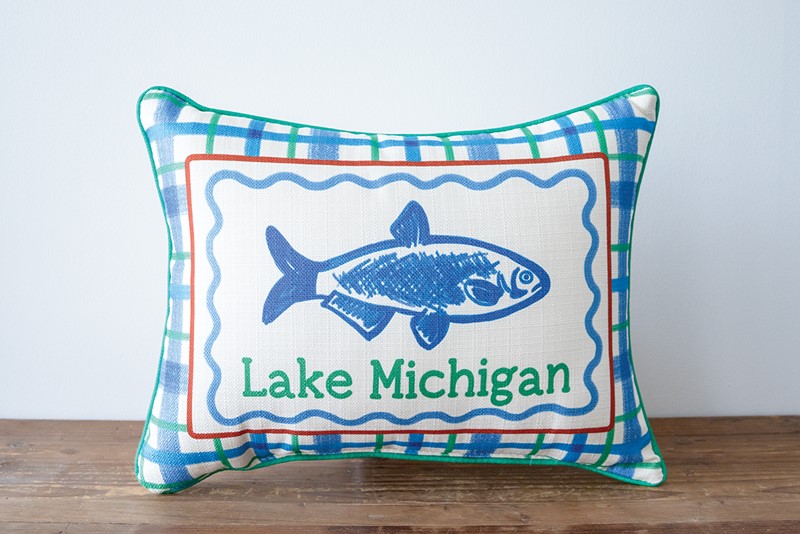Plaid Lake Fish Pillow LAK0009