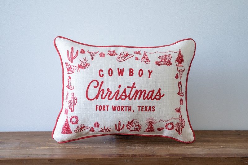 Toile Cowboy Christmas Pillow WEST0017