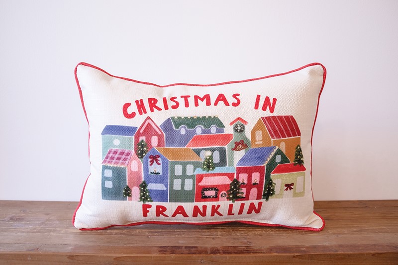 Stacked Hometown Christmas Pillow CHR0292