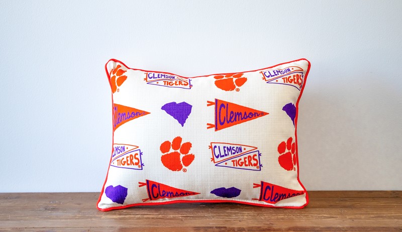 Clemson Pennant Pattern Pillow CU0030