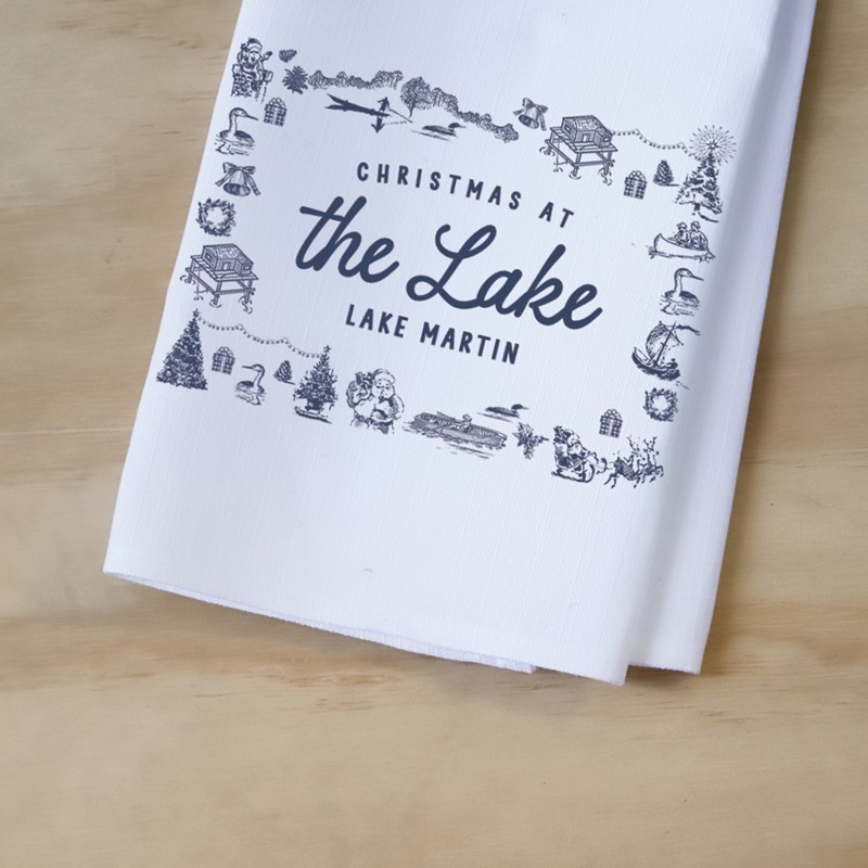 Toile Christmas at the Lake Tea Towel LAK0015TT