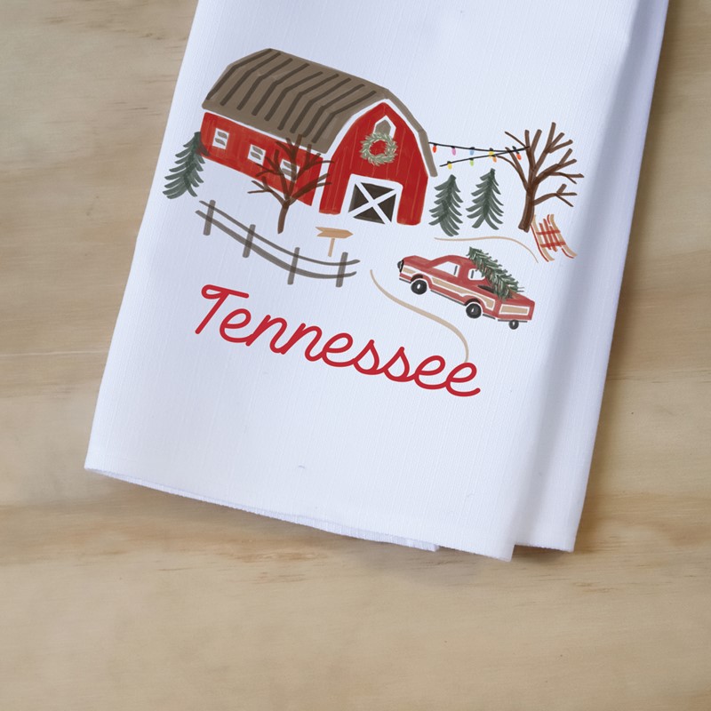 Winter Red Barn Tea Towel CHR0294TT