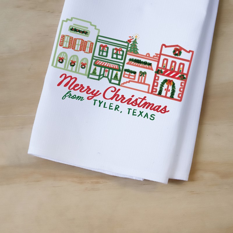 Main Street Hometown Christmas Tea Towel CHR0304TT