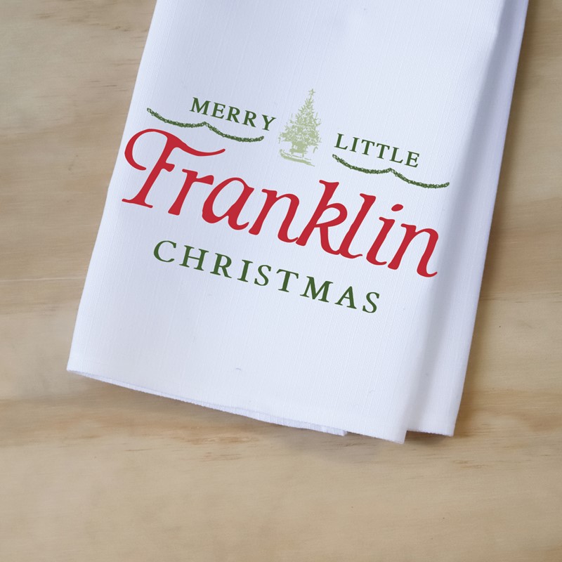Vintage Merry Little Hometown Christmas Tea Towel CHR0306TT