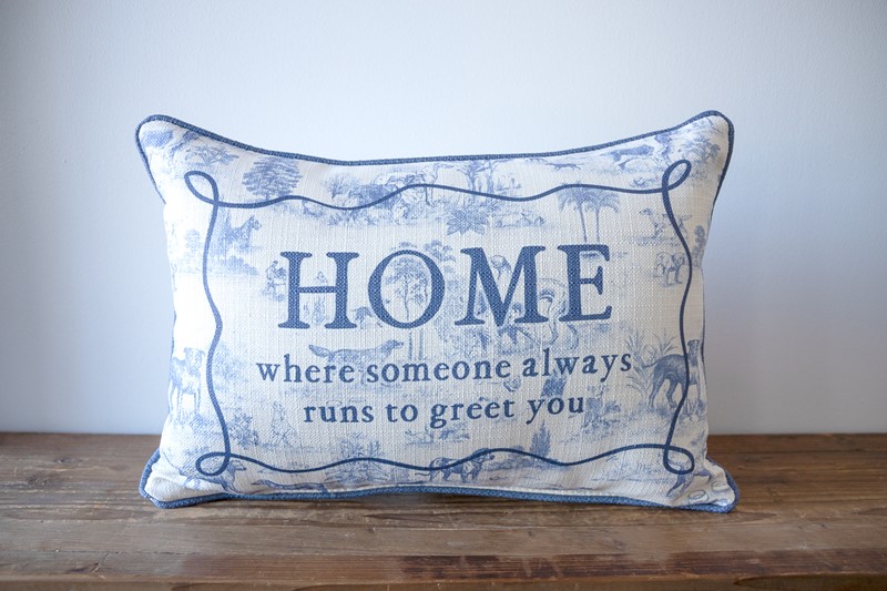 Runs to Greet You Dog Toile Pillow DOG0039