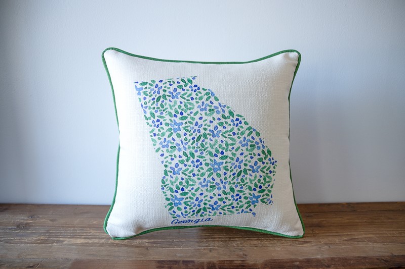 Floral Blue Green State Shape Pillow STE0861