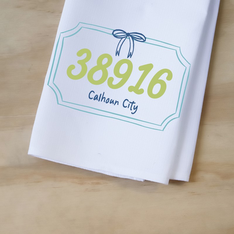 Ribbon Frame Zip Code Tea Towel STE0875TT