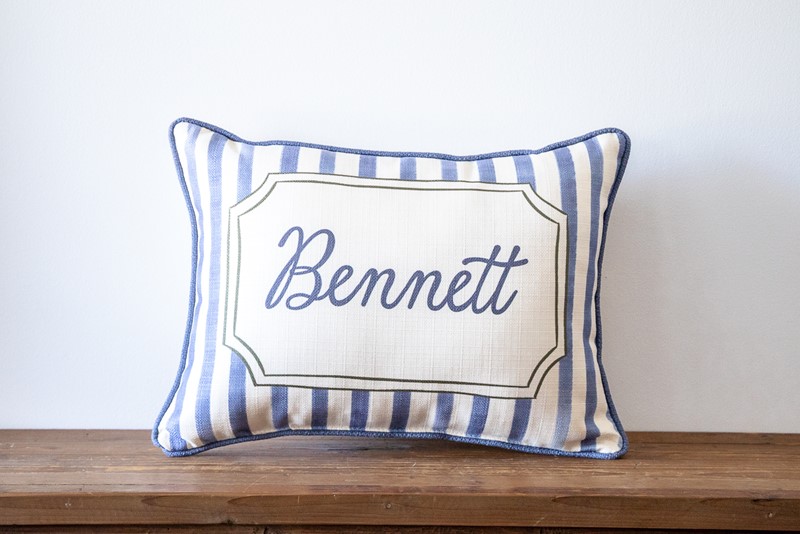 French Stripe Boy Name Pillow CHI0090