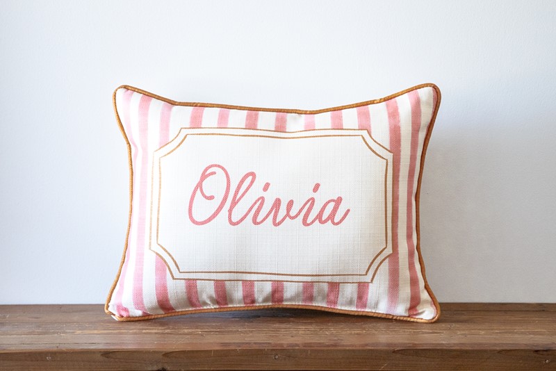 French Stripe Girl Name Pillow CHI0091