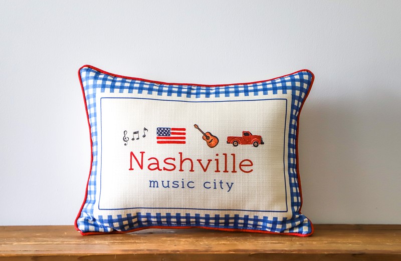 Gingham Music Icon Hometown Pillow STE0896