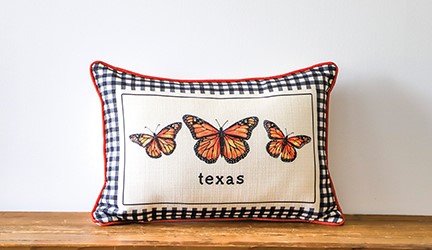 Gingham Monarchs Hometown Pillow STE0905