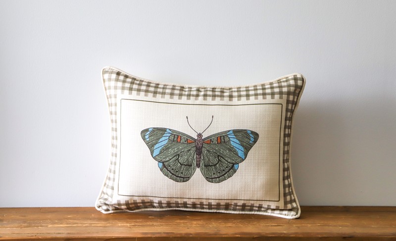 Gingham Moth Pillow TXT1158