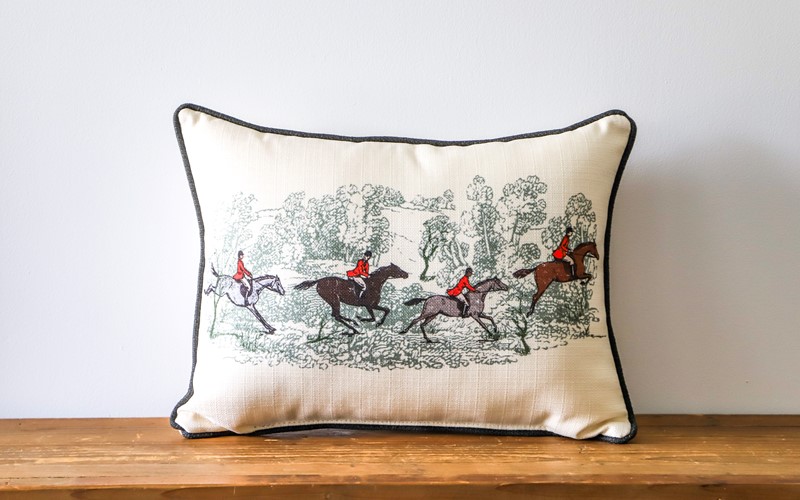 Fox Hunt Horseback Riders Pillow TXT1169