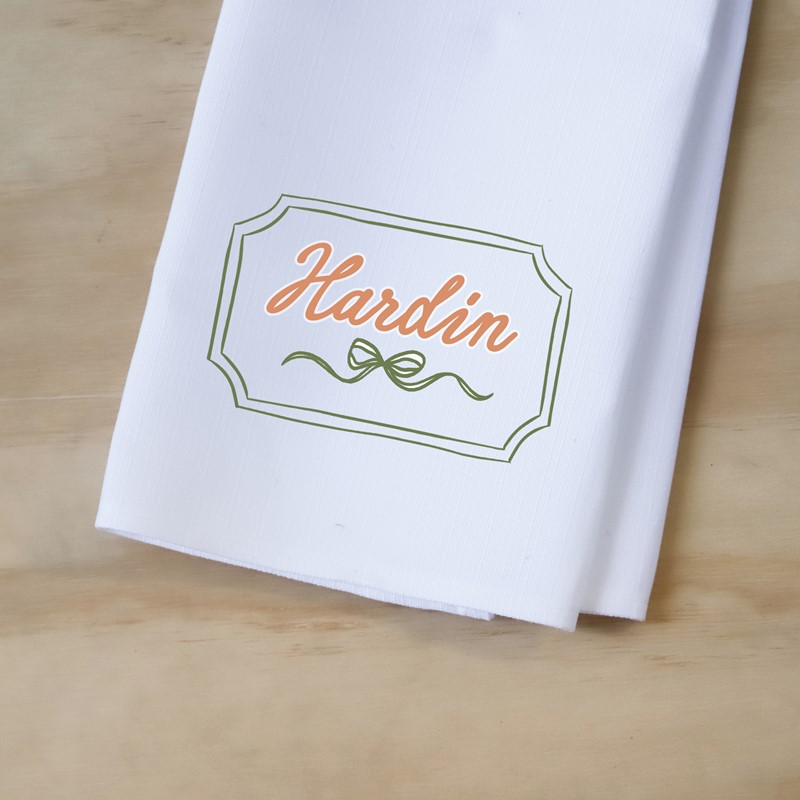 French Stripe Ribbon Family Name Tea Towel TXT1178TT