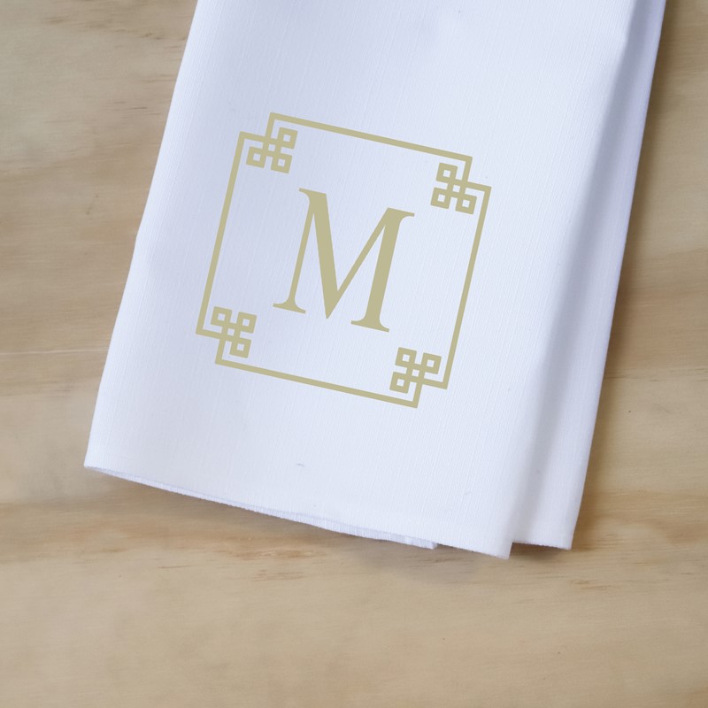 Green Greek Key Initial Tea Towel TXT1143GREENTT