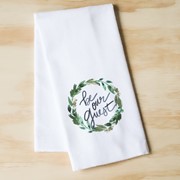 Be Our Guest Green Wreath Tea Towel TXT0376TT View 2