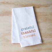 Muted Grateful, Thankful, Blessed Typewriter Tea Towel TXT0672TT View 2