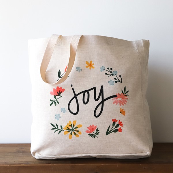 Joy Wildflower Wreath Tote
