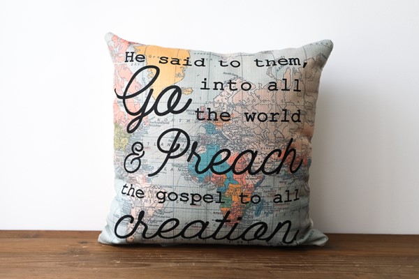 Go Preach the Gospel Map Pillow