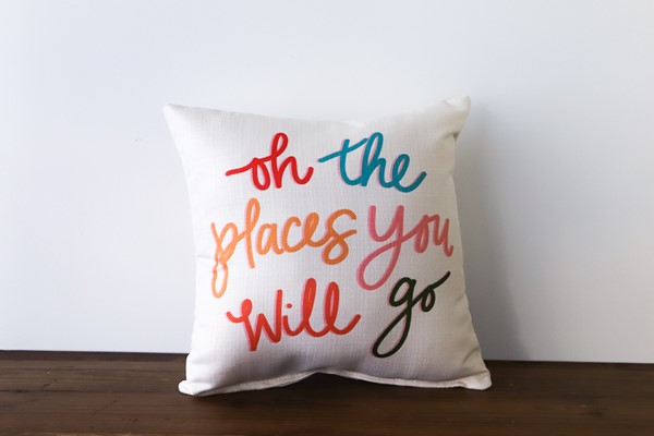 Oh the Places Handwritten Pillow